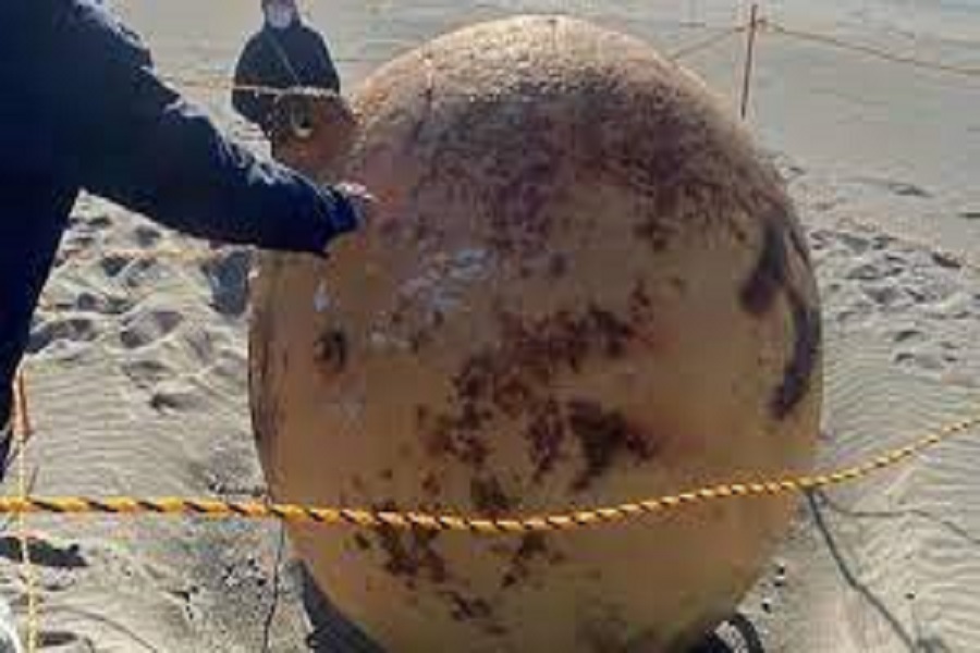 Huge Metal Sphere Washes up on Japanese Beach